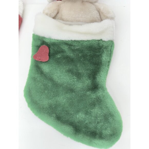 Set Of 2 Vintage Christmas Stockings Purina Beggin Strips Dog Puppy Red Green - Picture 9 of 10